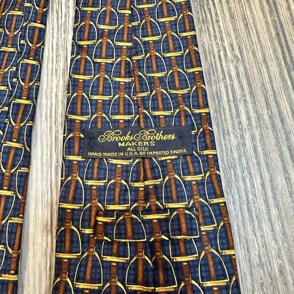 Vintage Brooks Brothers Makers Neck Tie Horse Stirrup Equestrian 100% Silk USA‎ - Picture 4 of 6